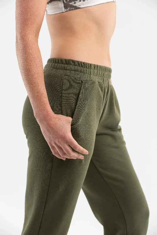 Luna Organic Open Leg Pants | Khaki Soft Sweatpants Style