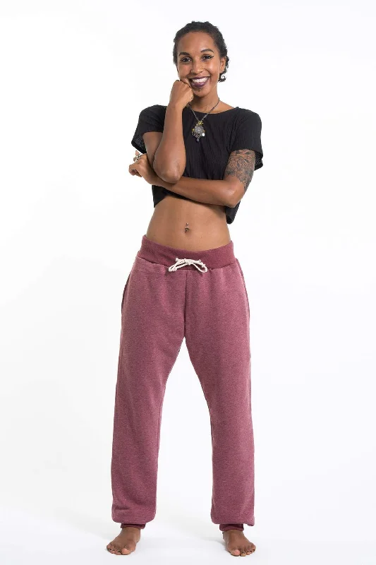 Unisex Terry Pants with Aztec Pockets in Red Soft Stretch Trousers
