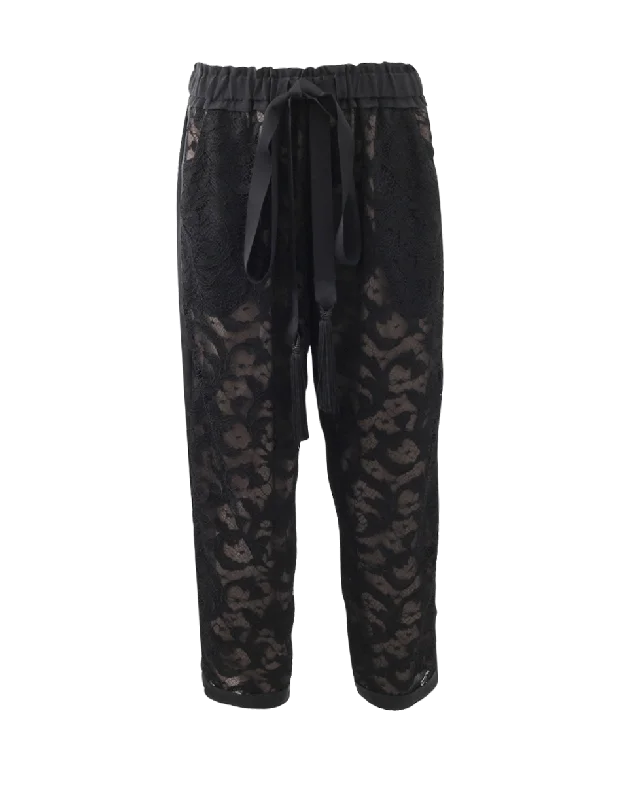Tassel And Lace Track Pant Classic Pleated Pants