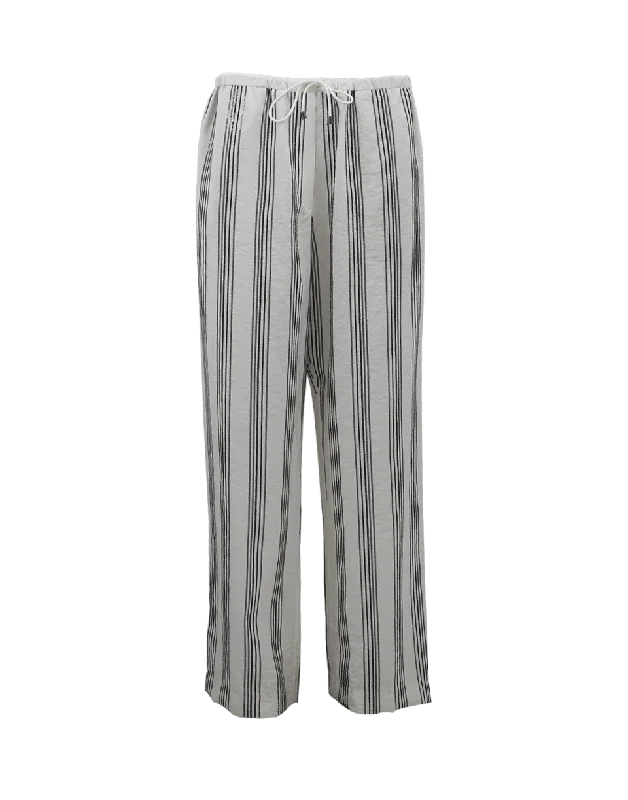 Linen Drawstring Pants Comfy Zip-Up Pants