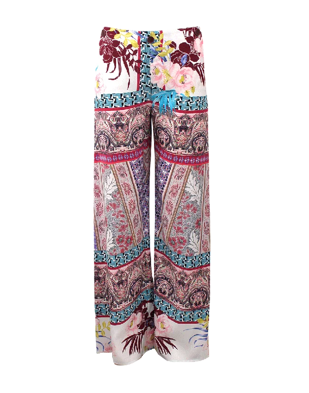Paisley Detail Pant Elegant Palazzo Trousers