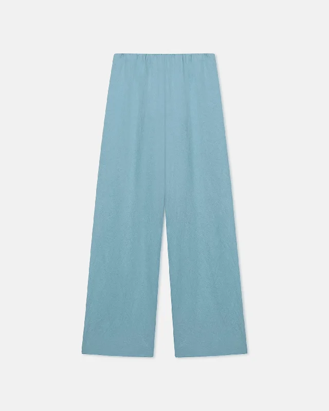 Brenda - Crinkled-Satin Pants - Aqua Chic Capri Pants