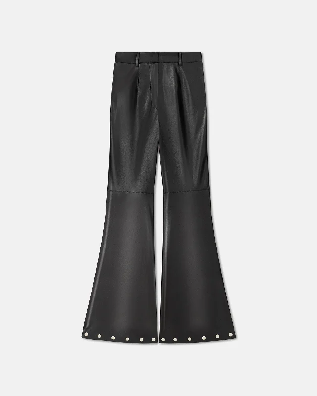 Maylee - Studded Okobor™ Alt-Leather Pants - Black Relaxed Fit Trousers
