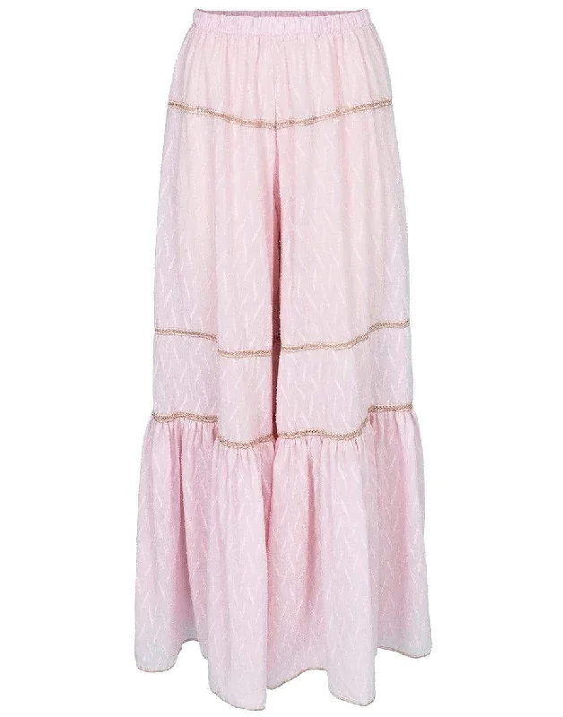 Lurex Embroidered Wide Leg Pant Soft Sweatpants Style