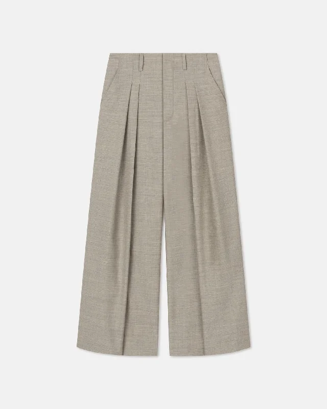 Nils - Pleated Twill Suiting Wide-Leg Pants - Taupe Classic Straight-Leg Pants