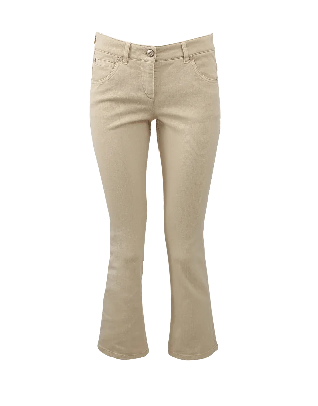 Cropped Flare Denim Pant Elegant High-Waist Pants