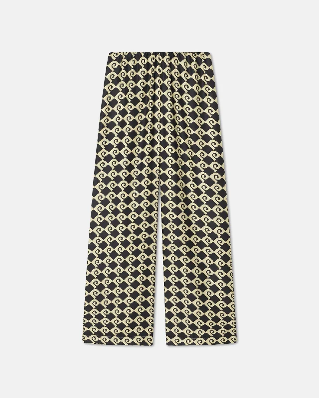Brenda - Printed Silk-Twill Pants - Diamond Check Soft Cotton Pants