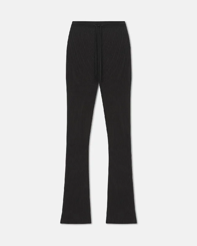 Cornelie - Ribbed-Knit Pants - Anthracite Trendy Printed Pants