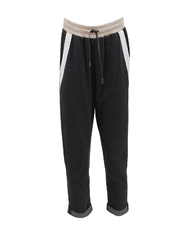 Color Block Sweat Pant Elegant Wool Trousers
