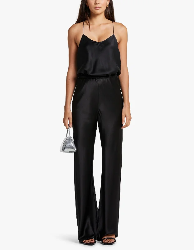 Bias Cut Pant - Black Formal Wide-Leg Pants