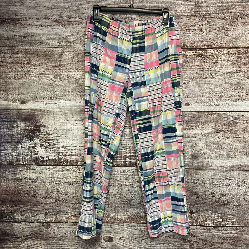 BROOKS BROTHERS 346 PINK MULTI MADRAS PANTS SIZE 2 TCC Fashionable Tapered Leg Pants