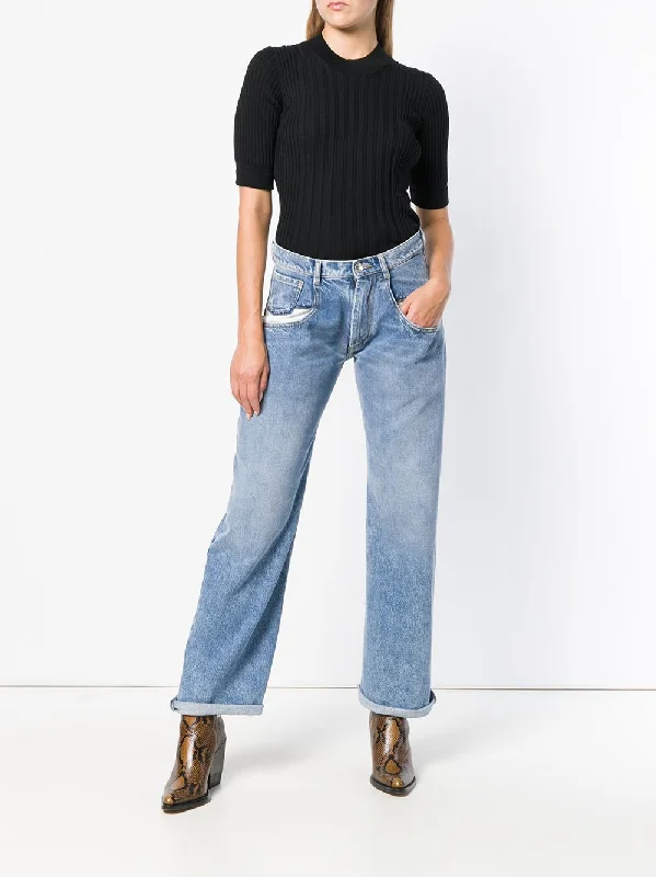 MAISON MARGIELA - Women 5-Pocket Wide-Leg Denim Pants Comfortable Maternity Pants