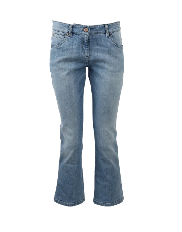 Cropped Flare Denim Pant Chic Wool Trousers