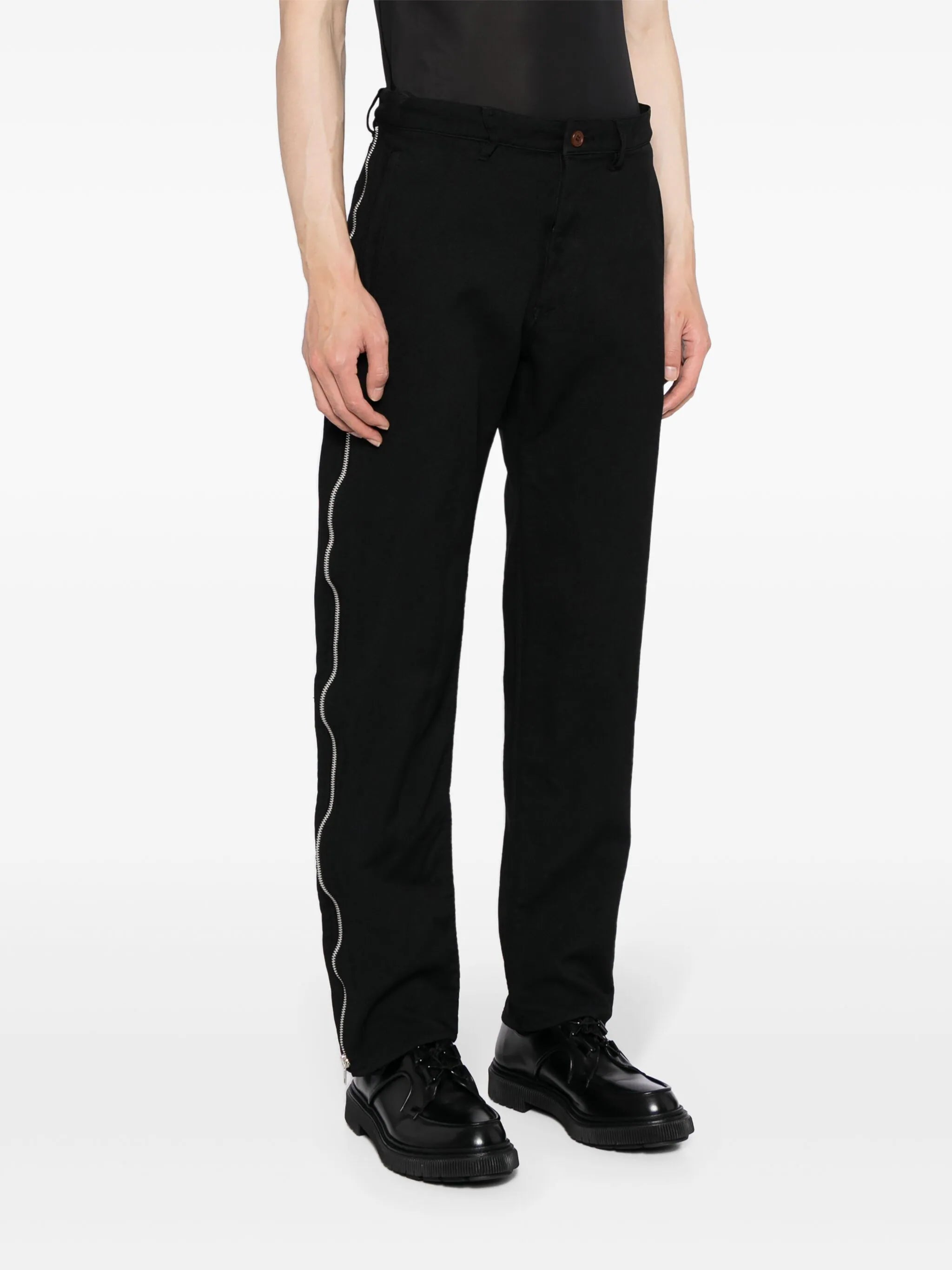 COMME DES GARCONS BLACK - Women Double Zipper Line Pants Classic Chino Pants