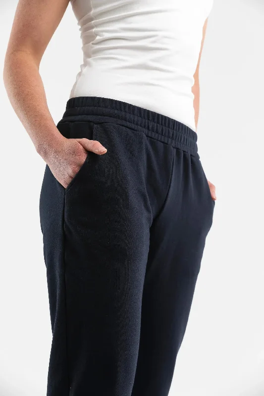 Luna Organic Open Leg Pants | Indigo Trendy High-Waist Trousers