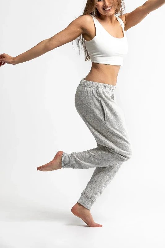 Luna Organic Tapered Leg Pants | Grey Chic Faux Leather Pants