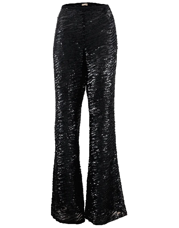 Zebra Paillette Flare Pant Soft Wool Pants