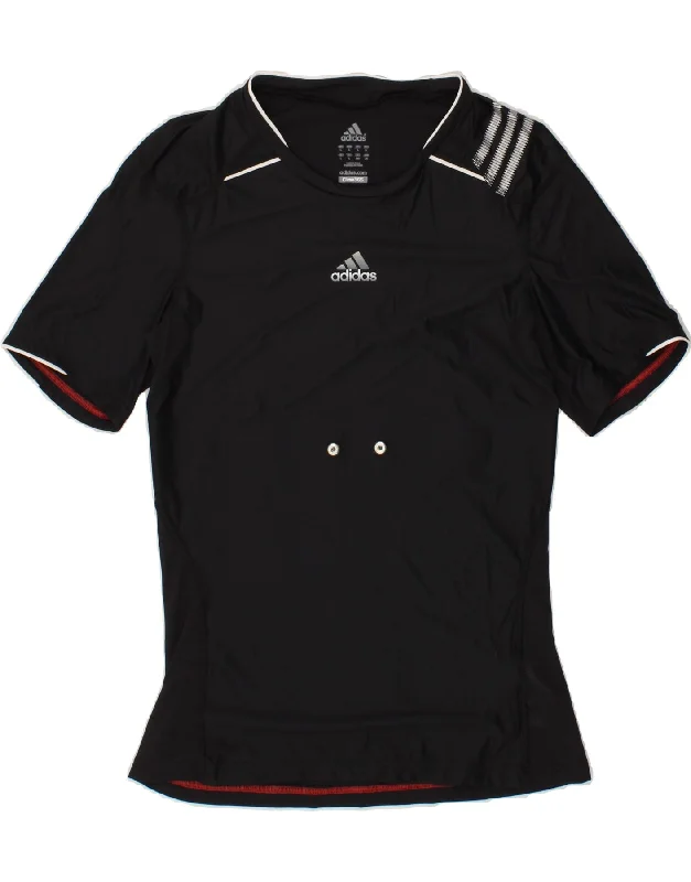 ADIDAS Womens Clima 365 Graphic T-Shirt Top UK 14 Large Black Polyester Striped Floral Plaid