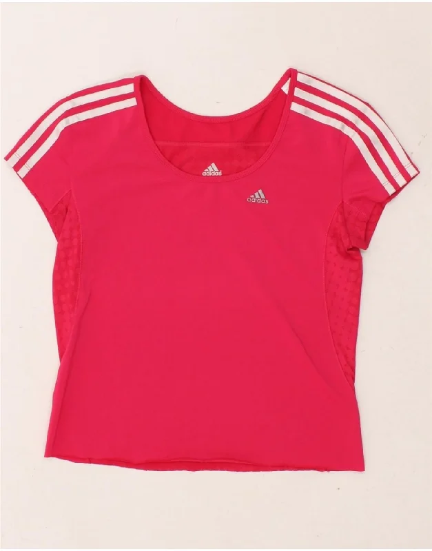 ADIDAS Womens Climacool T-Shirt Top UK 4/6 XS Pink Mesh Fabric Canvas Fabric Denim Fabric