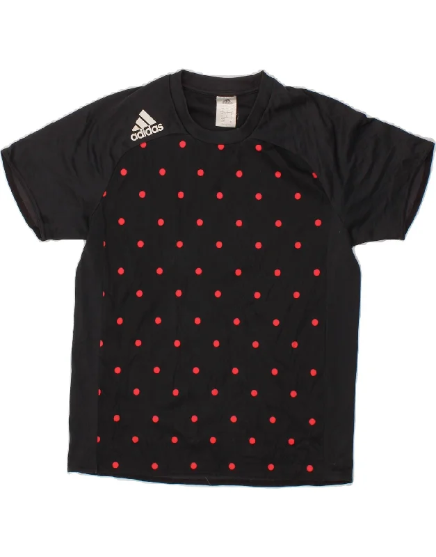 ADIDAS Womens Climalite Graphic T-Shirt Top UK 10 Small Black Polka Dot Oversized T-Shirt Spandex breathable