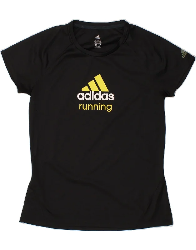 ADIDAS Womens Climalite Graphic T-Shirt Top UK 12/14 Medium Black Oversized T-Shirt Spandex breathable