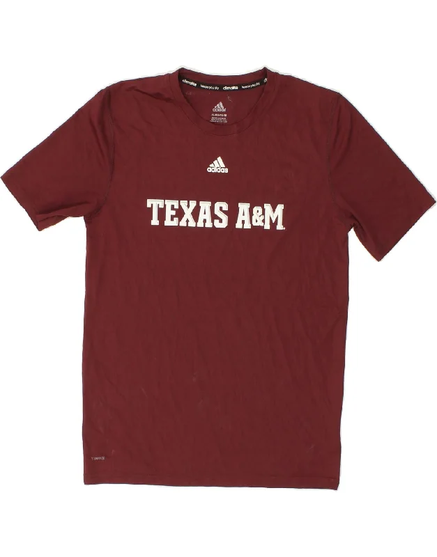 ADIDAS Womens Climalite Graphic T-Shirt Top UK 18 XL Burgundy Polyester Welt Pockets Slit Pockets