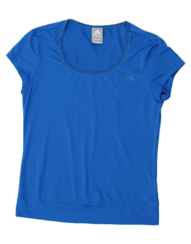 ADIDAS Womens Climalite T-Shirt Top UK 10 Small Blue Polyester Hooded Caped Shawl Collar