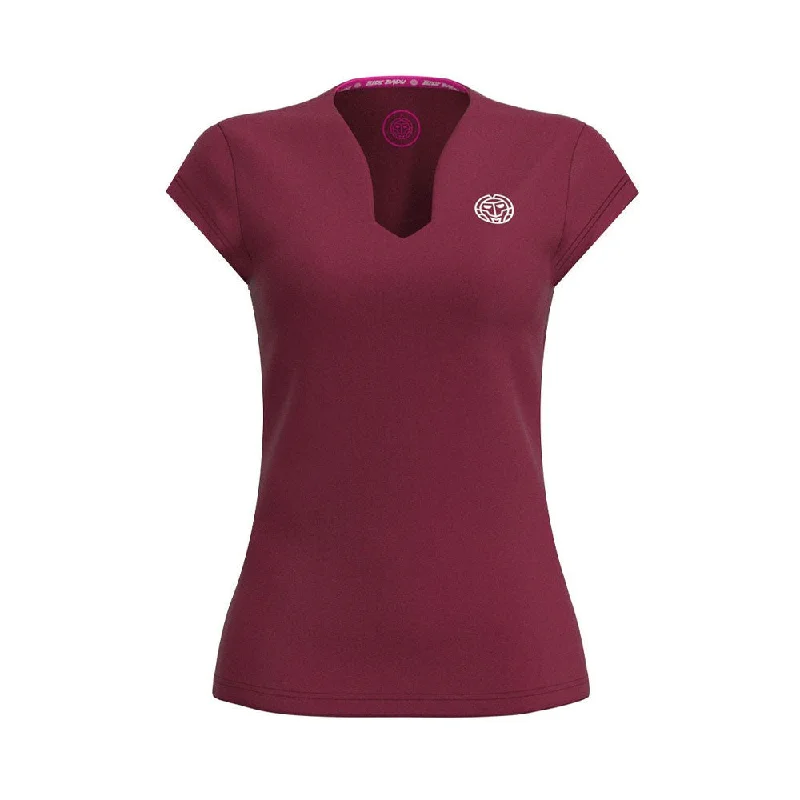 Bidi Badu Protected Leafs V-Neck Tee (Women's) - Bordeaux Oversized T-Shirt Spandex breathable Bidi Badu Protected Leafs V-Neck Tee (Women's) - Bordeaux Oversized T-Shirt Spandex breathable