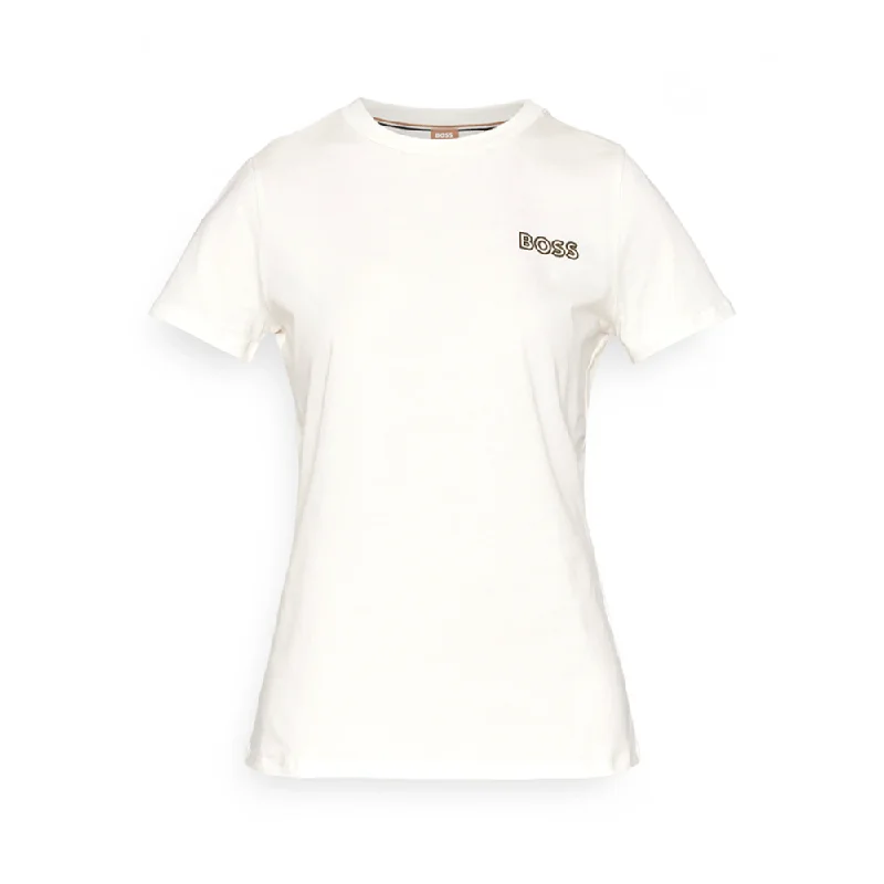 T-Shirt Slim-Fit  in Pure Cotton - Open White Denim Fabric Leather Fabric Suede Fabric