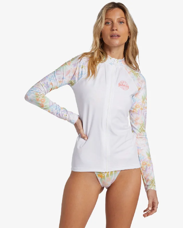 Core Long Sleeve Zip Front Surf Tee - Salt Crystal Hooded Caped Shawl Collar