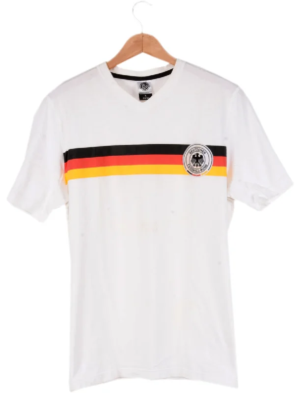 Deutscher Fussball White Printed T-shirt - L Front Pockets Side Pockets Patch Pockets