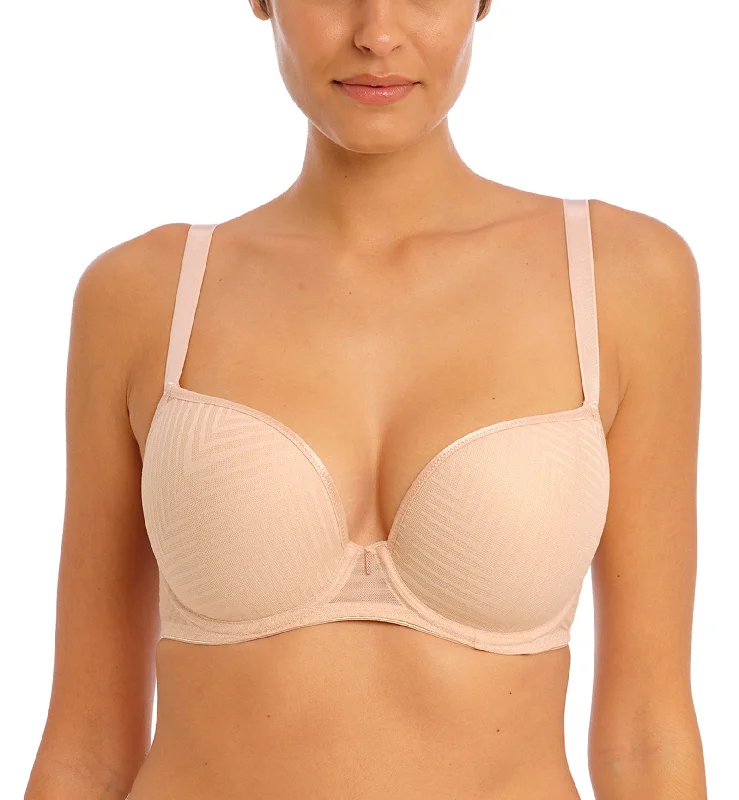 Freya Tailored Molded Plunge Underwire T-Shirt Bra (401131) - Natural Beige Solid Color Striped Floral