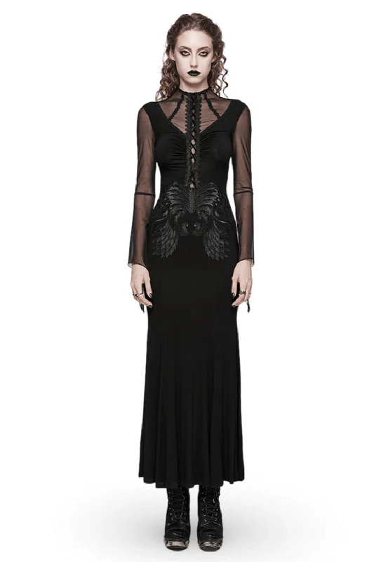 Gothic Women's Lace and Embroidery Mesh Dress