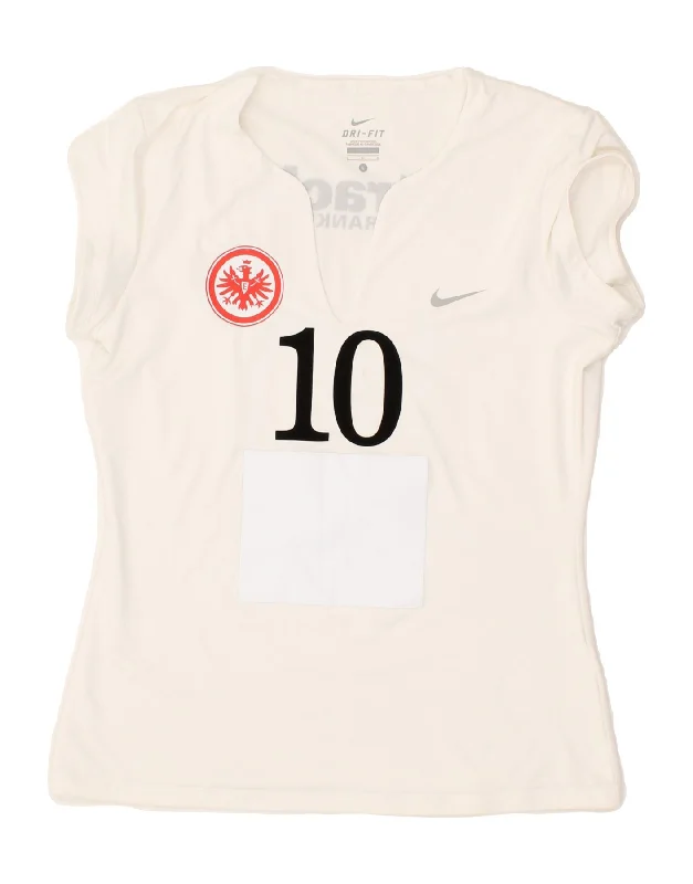 NIKE Womens Dri Fit Graphic T-Shirt Top UK 14 Large White Casual Formal Business