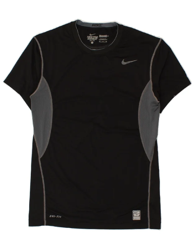 NIKE Womens Dri Fit T-Shirt Top UK 18 XL Black Colourblock Polyester Elegant Classic Vintage