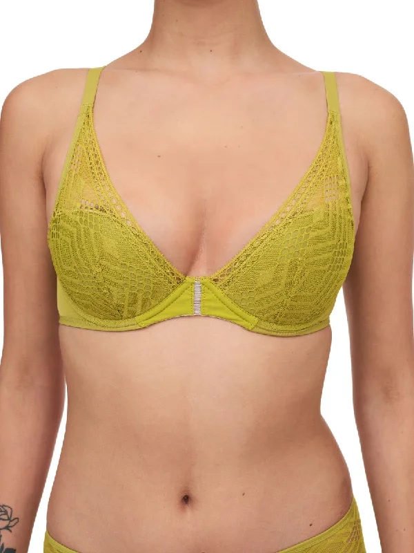 Ondine Plunge T-Shirt Bra - Pearl Green Rayon Fabric Velvet Fabric Corduroy Fabric