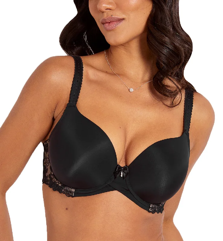Pour Moi Sofia Padded T-Shirt Underwire Bra (3835) - Black Jersey Fabric Tulle Fabric Batik Fabric