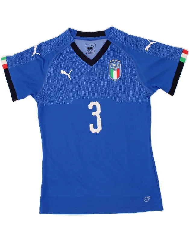 PUMA Womens Italia Graphic T-Shirt Top UK 10 Small Blue Rayon Fabric Velvet Fabric Corduroy Fabric