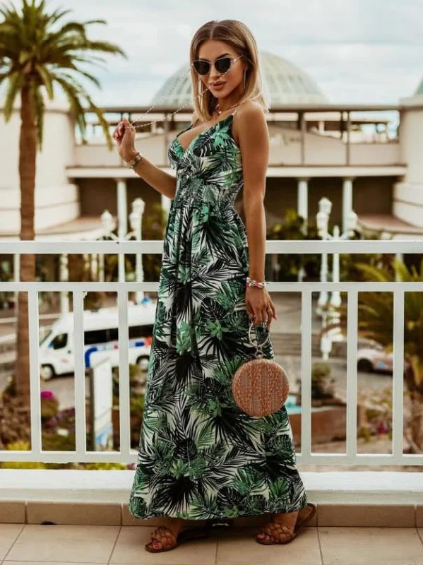Elegant Spaghetti Strap Loose Sleeveless Maxi Dress Comfortable Maxi Dress with Sleeves