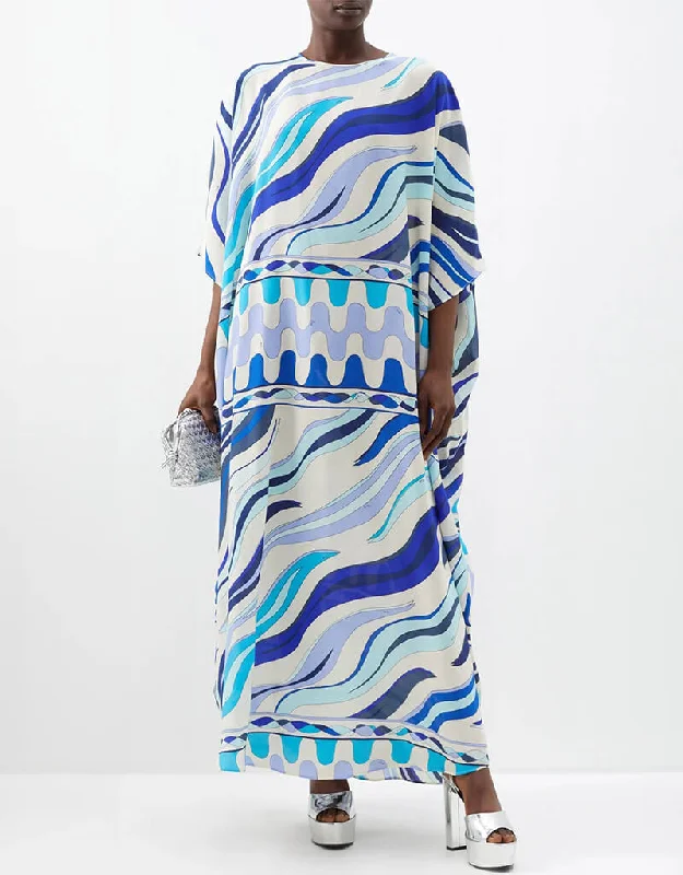 Sky Blue Latest Printed Maxi Dress Stylish Boho Chic Maxi Dress