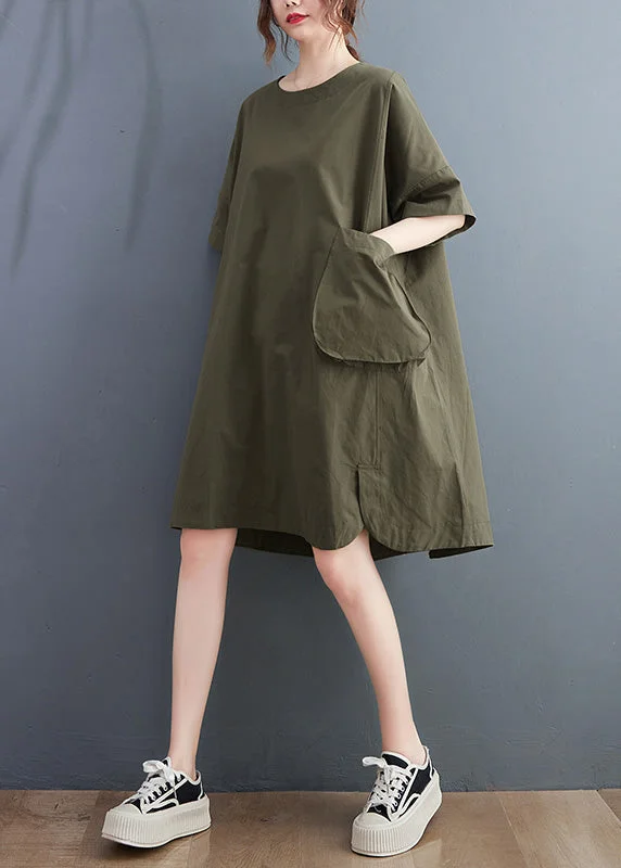 Women Green O-Neck Patchwork Solid Cotton Maxi Dresses Summer Chic Sleeveless Maxi Dress