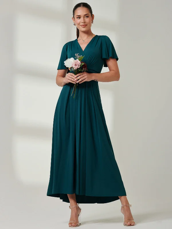 Wrap Bodice Super Smooth Jersey Maxi Dress, Forest Green Fashionable Chiffon Maxi Dress