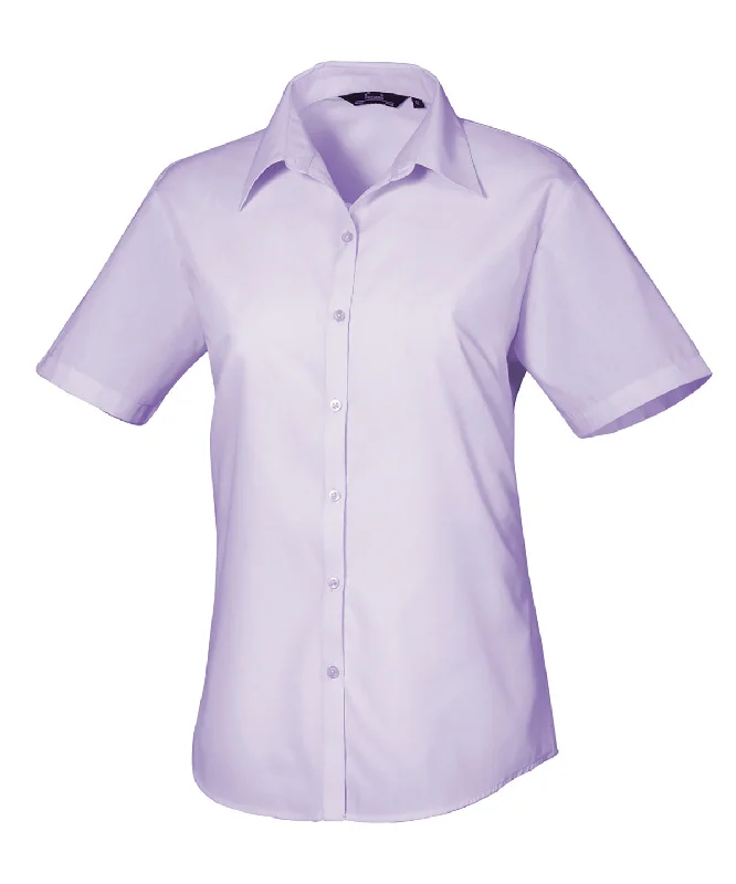 Lilac - Women's short sleeve poplin blouse Chic Square Blouse