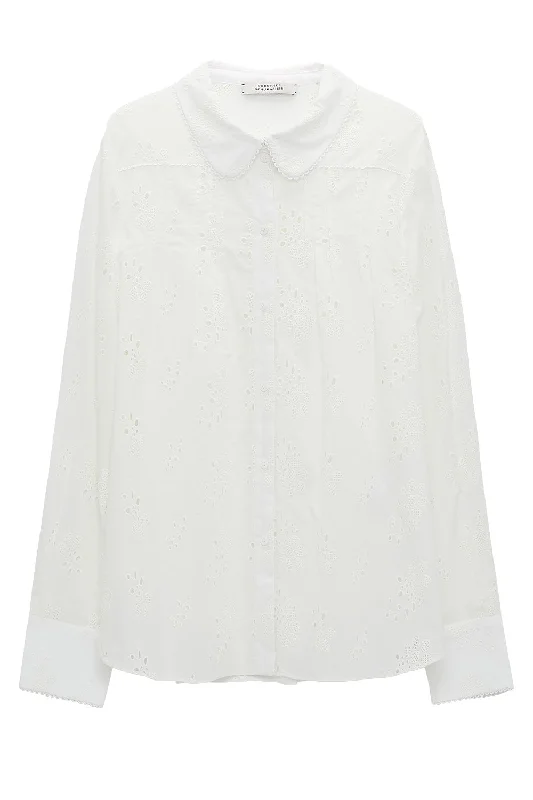 Embroidered Ease Blouse Lightweight Floral Blouse