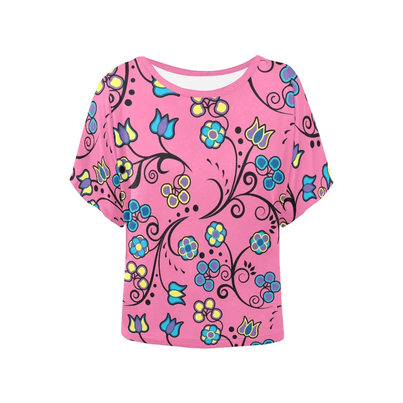 Blue Trio Bubblegum Women's Batwing-Sleeved Blouse T shirt Feminine Pastel Blouse