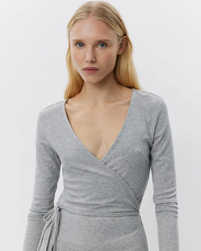JOODYSW BLOUSE - Grey mel Frilled Cuff Blouse