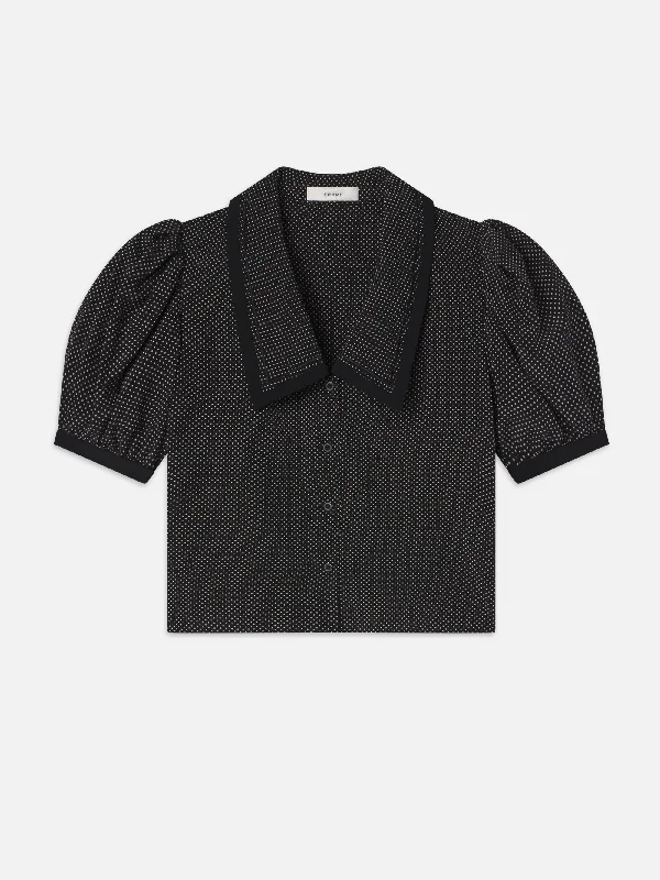 The Polka Dot Sailor Blouse -- Black Multi Modern Oversized Blouse