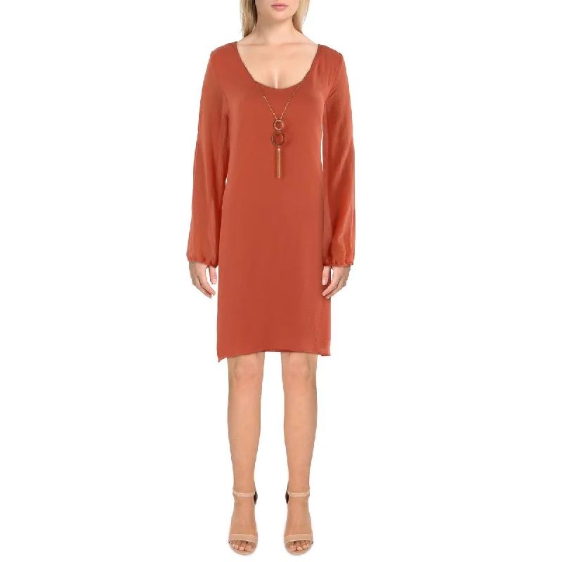 Womens Split Sleeve Short Mini Dress Elegant Satin Mini Dress