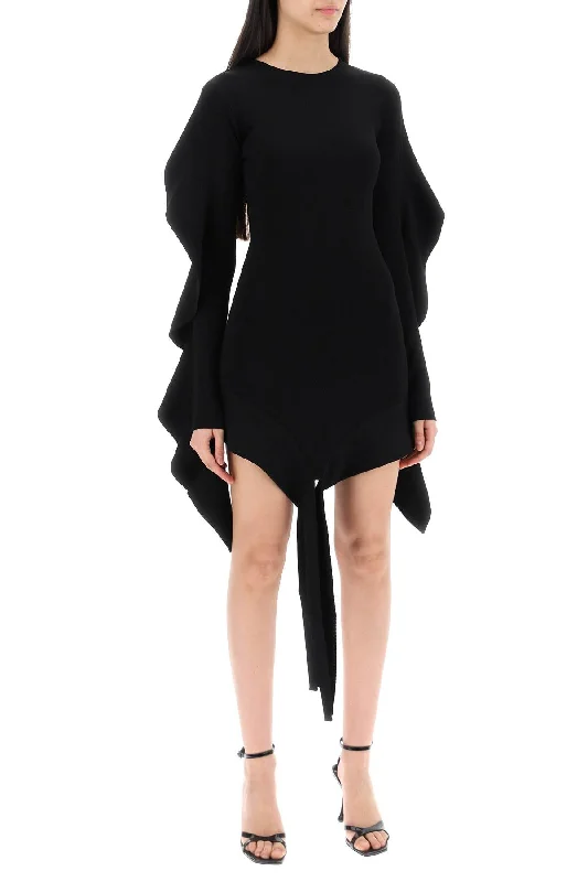 Mugler Asymmetric Mini Dress With Ruffle Details Comfortable Boho Mini Dress