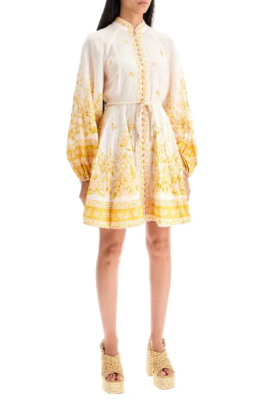 Zimmermann Floral Linen Mini Dress With Trendy Camisole Mini Dress